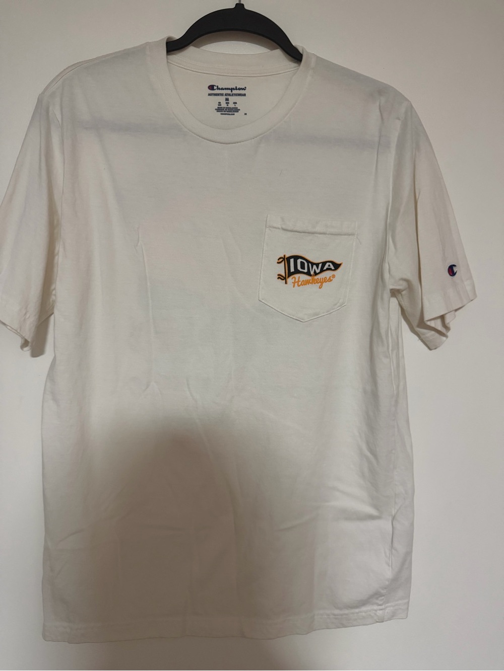Champion White Iowa Hawkeyes Pocket Tee